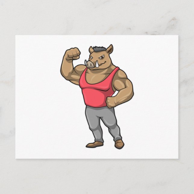 Carte Postale Boar Bodybuilder Muscles Bodybuilding (Devant)