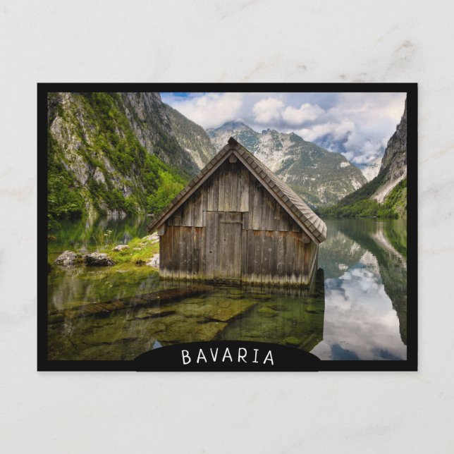 Carte Postale Boathouse dans le lac Obersee dans les Alpes en Al (Devant)