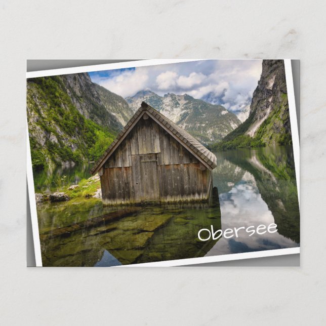 Carte Postale Boathouse dans le lac Obersee dans les Alpes en Al (Devant)