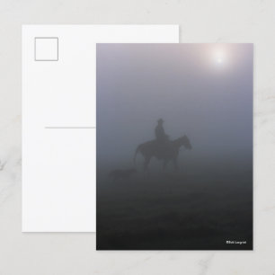 Carte Postale Bob Langrish Cowboy À Rider En Mist Avec Chien