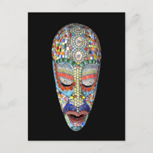 Carte Postale Bob, pourquoi le long visage ? Masque mosaïque