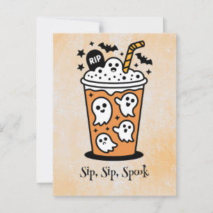 Carte Postale Boba éffrayante, Kawaii boo, joli halloween éffray