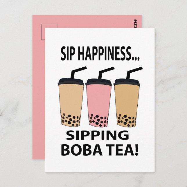 Carte Postale Boba Tea Buble Tea Boba Tea (Devant / Derrière)