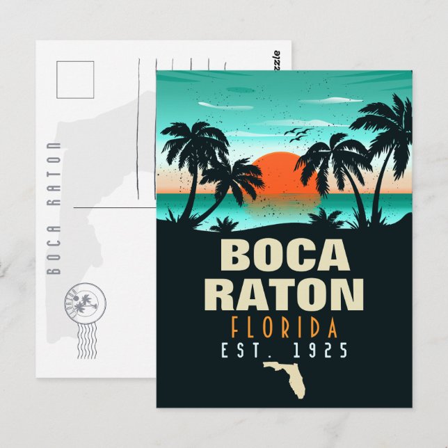 Carte Postale Boca Raton Florida Retro Sunset Beach Souvenirs (Devant / Derrière)