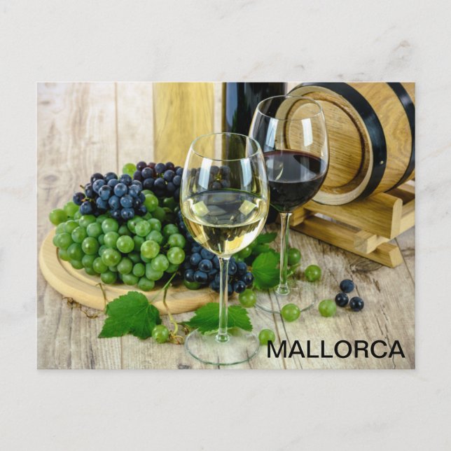 Carte Postale bodegón vino y uvas Mallorca (Devant)