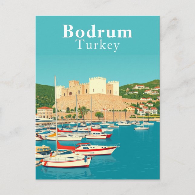 Carte Postale Bodrum, Turquie Art Rétro (Devant)
