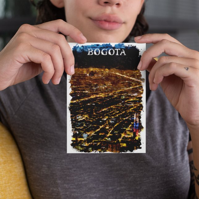 Carte Postale Bogota Colombie par Vue de la ville de nuit (bogota colombia by night postcard)