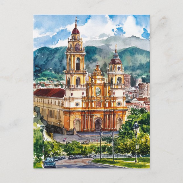 Carte Postale Bogota, Colombie Peinture aquarelle (Devant)