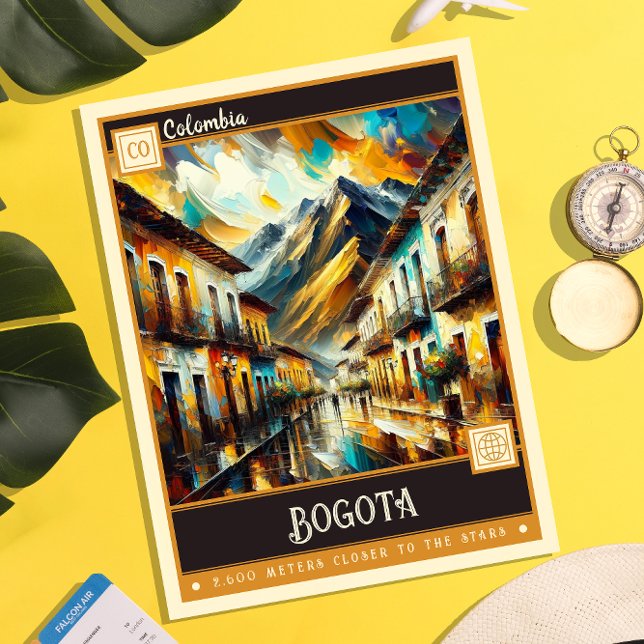 Carte Postale Bogota, Colombie | Peinture Vintage (Créateur téléchargé)
