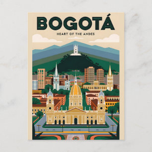 Carte Postale Bogotá Colombie vintage Cœur des Andes Rétro