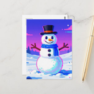 Carte Postale Bogue de bonhomme de neige rétro
