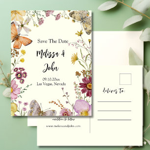 Carte Postale Bohème Fleur sauvage Floral Enregistrer La Date