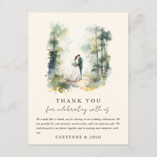 Carte Postale Bohême Merci bohème de la forêt d'aquarelle enchan