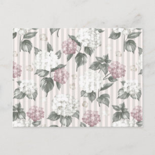Carte Postale Bohème pastel rose vert rayures florales motif