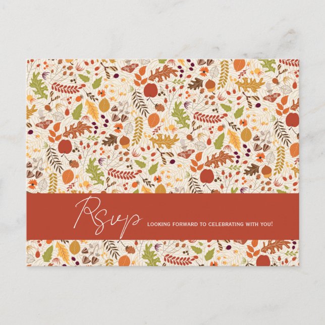 Carte Postale Bohème séché Rustique Floral Automne Falls Mariage (Devant)