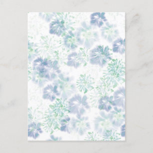 Carte Postale Boho bleu Fleurs florales Motif de teinture à tart