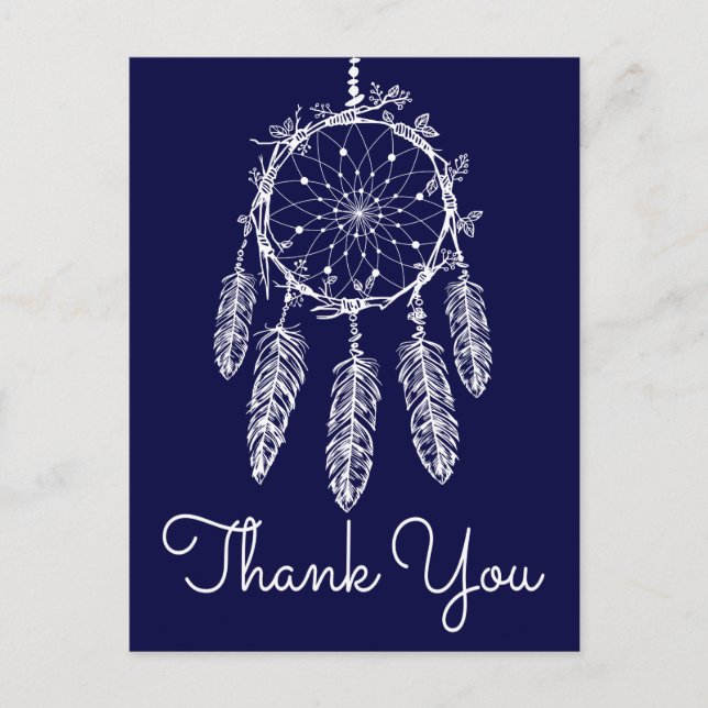 Carte Postale Boho Blue Merci Dream Catcher Native American (Devant)