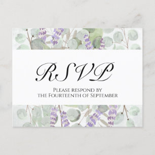 Carte Postale Boho Chic Eucalyptus & Mariage de Lavande RSVP