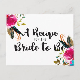 Carte Postale Boho Chic Floral Bouquet Fête des mariées Recette