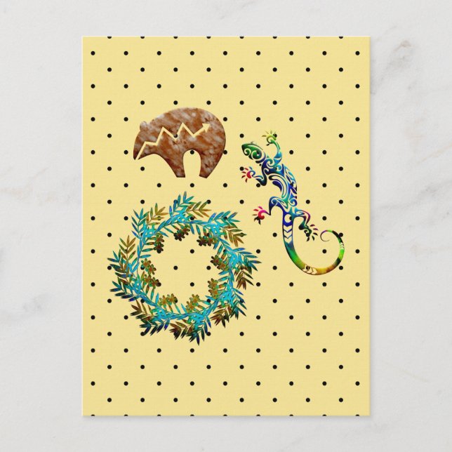 Carte Postale Boho Chic Floral Lizard Ours Sud-Ouest (Devant)