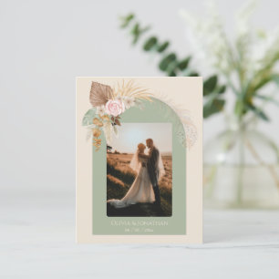 Carte Postale Boho Classé Moderne Rustique Beige Mint Mariage