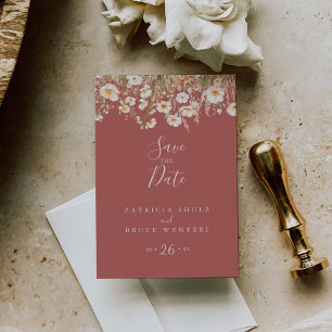 Carte Postale Boho classique Blush Fleur sauvage Enregistrer la