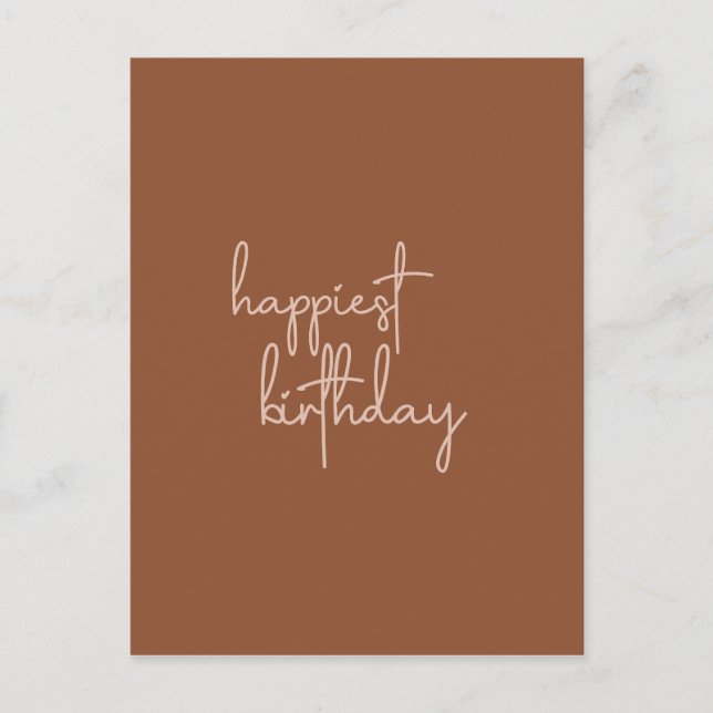 Carte Postale Boho Eté Marron Terracotte Anniversaire Tendance H (Devant)