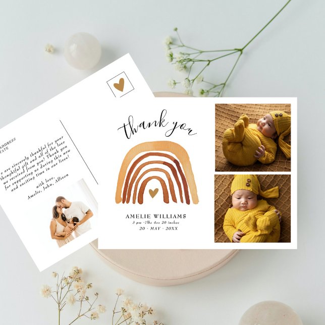 Carte Postale Boho Fall Rainbow 2 Photo Nouveau Merci bébé (Créateur téléchargé)