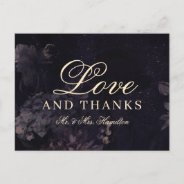 Carte Postale Boho floral foncé violet gothique Mariage Merci