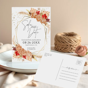 Carte Postale Boho Floral   Mariage en terre cuite Enregistrer l