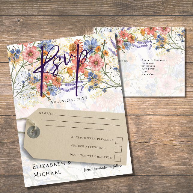 Carte Postale Boho Floral RSVP (Créateur téléchargé)