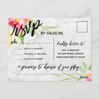 Boho Floral Subtil Marble Demande de Chanson RSVP