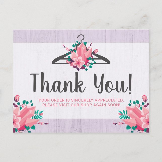 Carte Postale Boho Floral Vêtements cintre Boutique Merci (Devant)