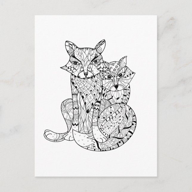 Carte Postale Boho Fox Doodle (Devant)