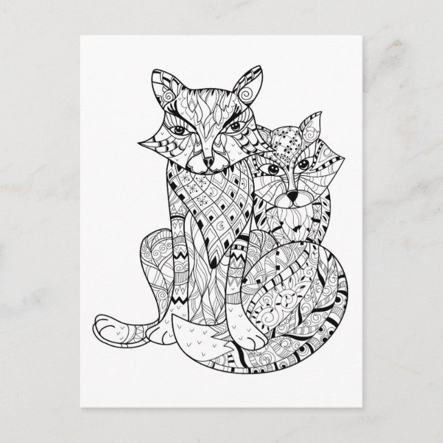 Carte Postale Boho Fox Doodle (Devant)