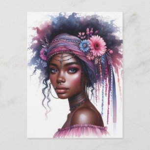 Carte Postale Boho Girl IA Art Mode Bohème