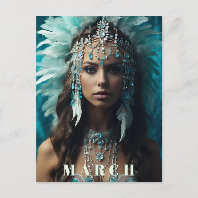 Carte Postale *~* Boho MARCH AQUAMARINE AP53 Headdress (Devant)