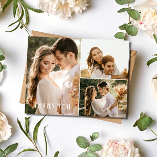 Carte Postale Boho Mariage 3 Photo Collage Merci