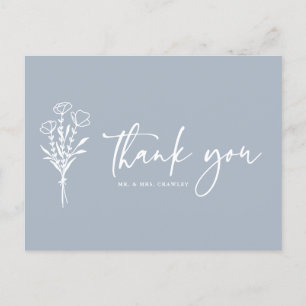 Carte Postale Boho Minimaliste Botaniques Dusty Merci bleu