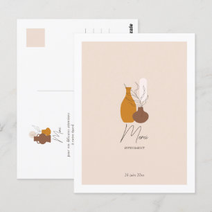 Carte Postale Boho minimaliste Vases Mariage Merci