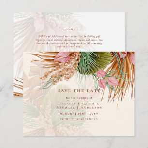 Carte Postale BOHO Pampas Grass Floral Mariage Enregistrer La Da