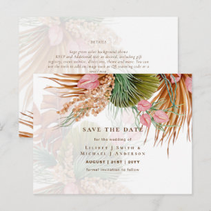Carte Postale BOHO Pampas Grass Floral Mariage Enregistrer La Da