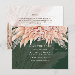 Carte Postale BOHO Pampas Grass Floral Mariage Enregistrer La Da