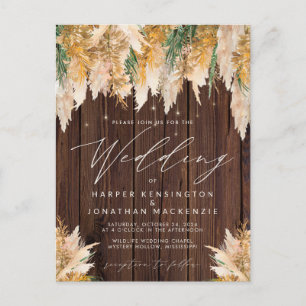 Carte Postale Boho Pampas Grass Wood Twinkle Mariage