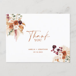 Carte postale Boho Pampas Terracotta Merci