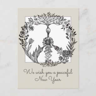 Carte Postale Boho Peace Sign Élégante fille mignonne jolie flor