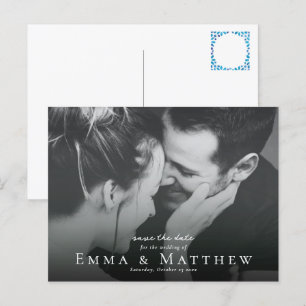 Carte Postale Boho Photo Save the Date with Marocain Blue Tile