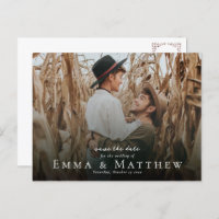 Boho Photo Save the Date with Marocain Brown Tile