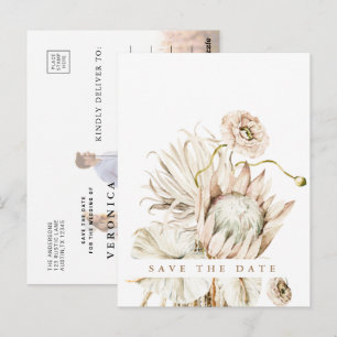 Carte Postale Boho Protea Pampas Grass Enregistrer la date Photo