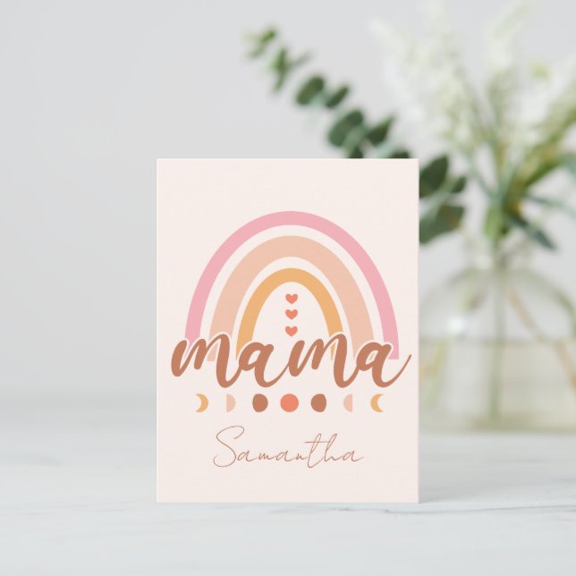 Carte Postale Boho Rainbow Mama avec phases de lune (Debout devant)